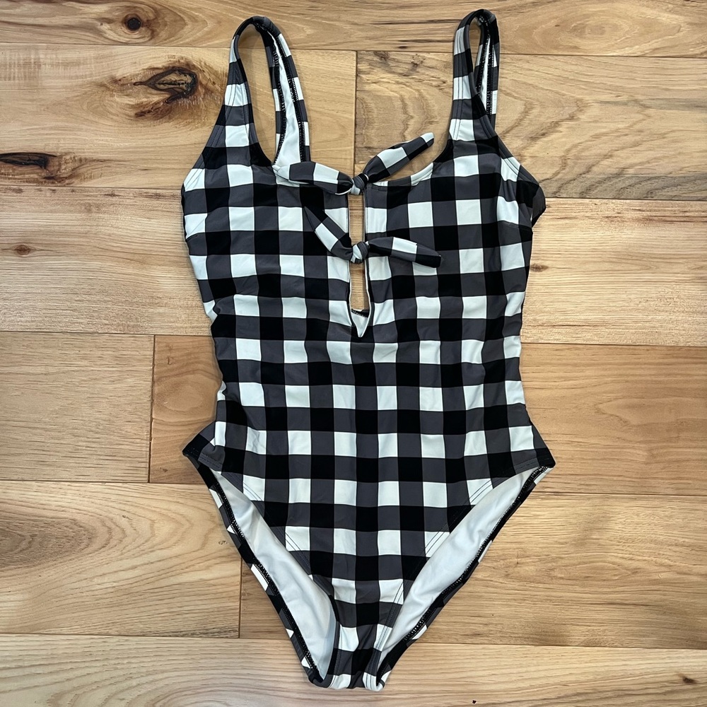 Kate Spade Bunny Gingham One Piece Swimsuit, Size Large